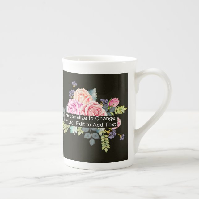 Tasse En Porcelaine Slogan personnalisé d'une photo (Droite)