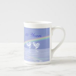 Tasse En Porcelaine soixantième Coeurs de diamant d'anniversaire