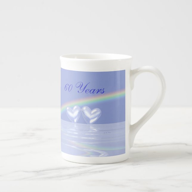 Tasse En Porcelaine soixantième Coeurs de diamant d'anniversaire (Droite)