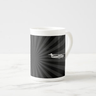 Tasse En Porcelaine Soleil d'éclatement volant de la silhouette de Ces