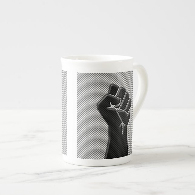 Tasse En Porcelaine Solidarity Fist Carbon Fiber Decor (Devant droit)
