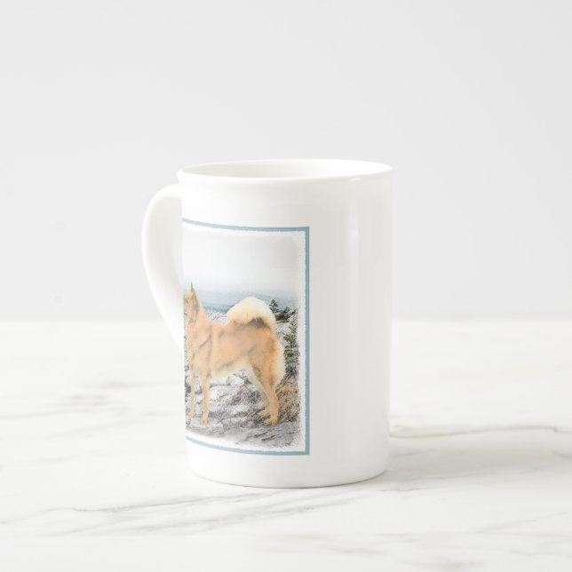 Tasse En Porcelaine Spitz finlandais à Seashore Peinture - Chien Art (Devant gauche)