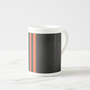Tasse En Porcelaine Sportive Orange Stripes sur fibre de carbone