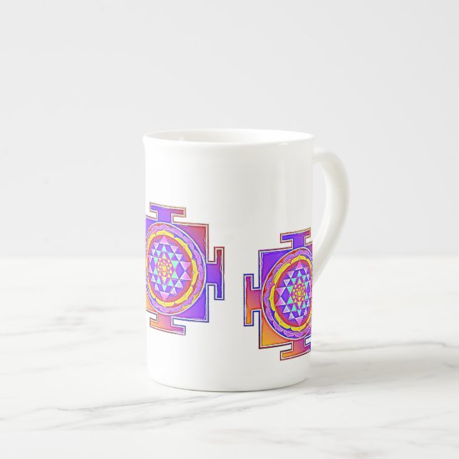 Tasse En Porcelaine Sri Yantra - Symbole hindouiste Design 1 (Devant droit)