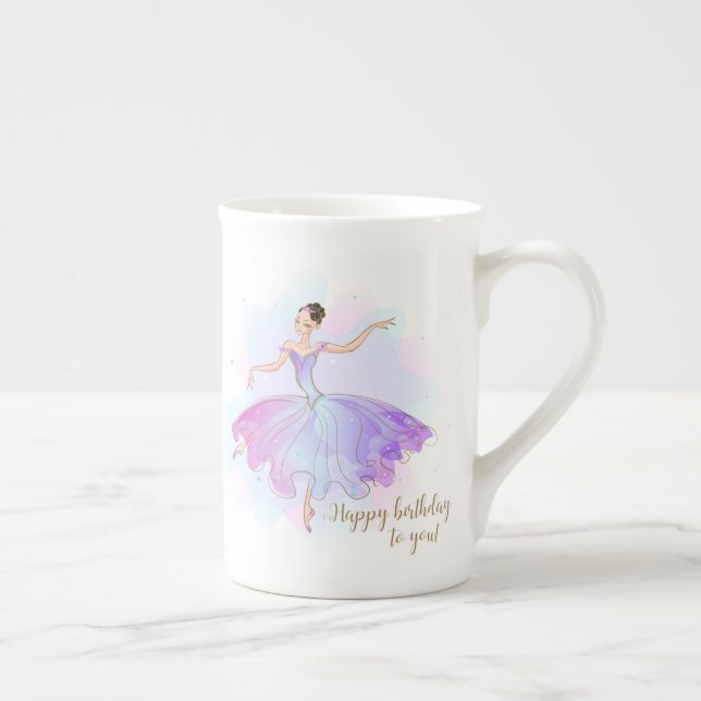 Tasse En Porcelaine Style Ballerina Anniversaire Voeux | Anniversaire (Droite)