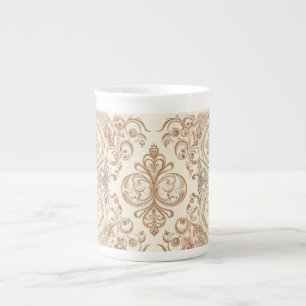 Tasse En Porcelaine Style vintage, Beigi Gold Mozaik,