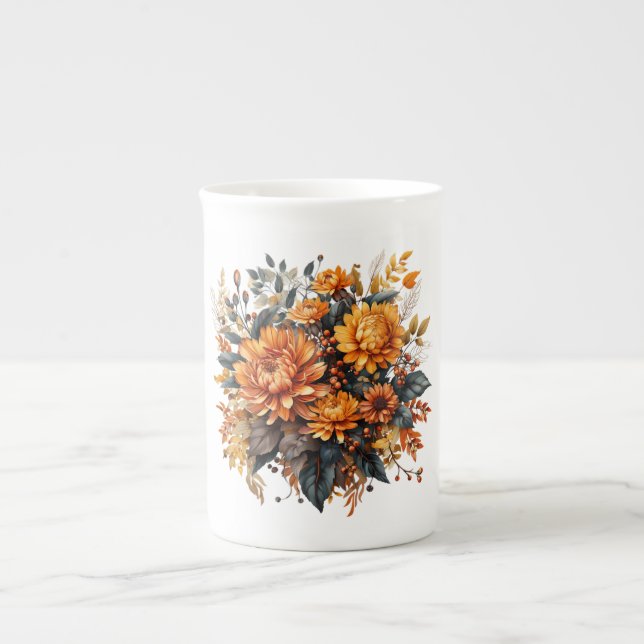 Tasse En Porcelaine Superbe automne floral (Devant)