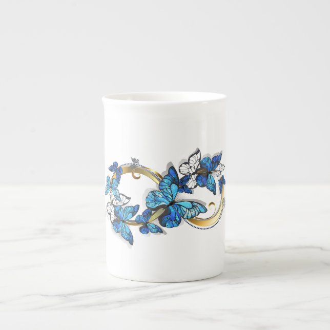 Tasse En Porcelaine Symbol Infinity of Blue Morpho Butterflies (Devant)