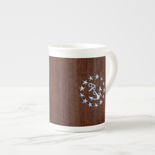 Tasse En Porcelaine Symbole d'Ancre des étoiles du pavillon nautique (Devant droit)