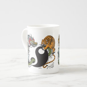 Tasse En Porcelaine symbole de yang de yin de dragon et de tigre