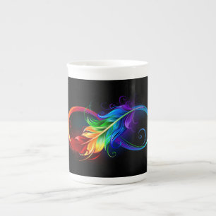 Tasse En Porcelaine Symbole d'infini avec plume arc-en-ciel