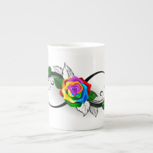 Tasse En Porcelaine Symbole d'infini avec Rose arc-en-ciel