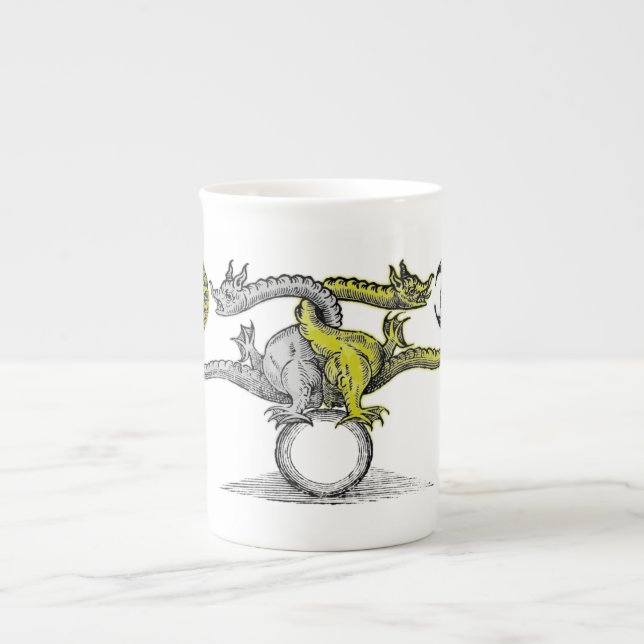 Tasse En Porcelaine Symbole dragon d'or et d'argent (Devant)