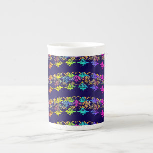 Tasse En Porcelaine Symboles Floraux Marine