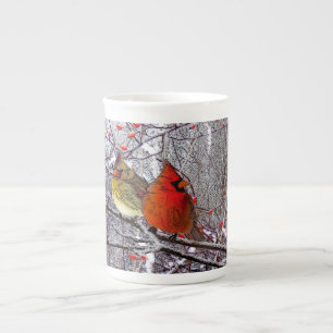 Tasse En Porcelaine Tasse cardinale de porcelaine tendre de forêt
