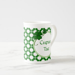 Tasse En Porcelaine Tasse gaélique de porcelaine tendre de shamrock d