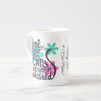 Tasse En Porcelaine Temps passé avec des chats, Fleurs Super lumineuse