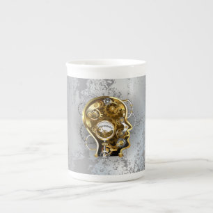 Tasse En Porcelaine Tête Steampunk avec manomètre