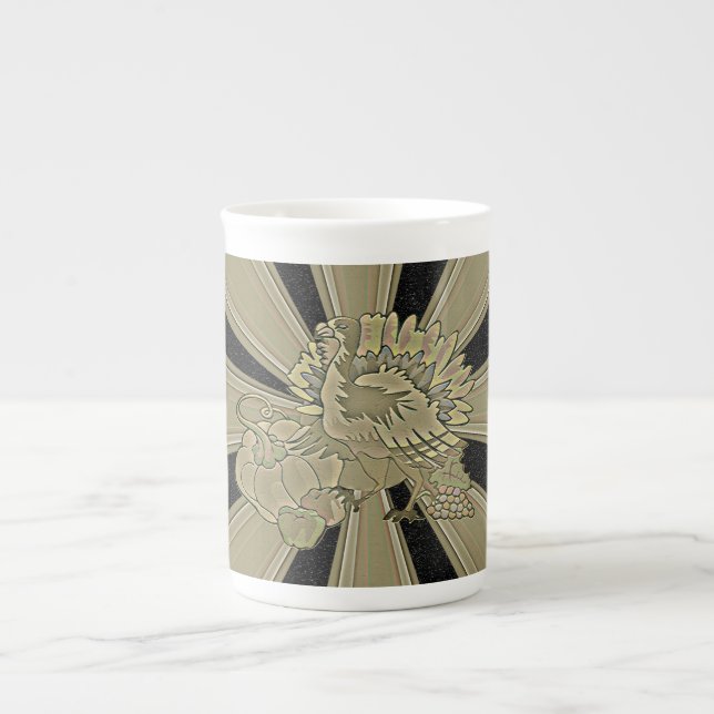 Tasse En Porcelaine Thanksgiving Turquie sculpté - (Devant)