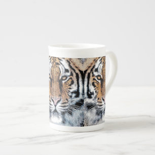 Tasse En Porcelaine Tiger rayures Portrait dans Graphic Press Style