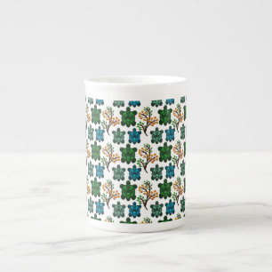 Tasse En Porcelaine Tortue de mer tropicale motif floral Océan côtie
