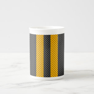 Tasse En Porcelaine Traffic yellow racing stripes carbon style fiber