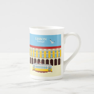 Tasse En Porcelaine Tramway jaune de Lisbonne style vintage