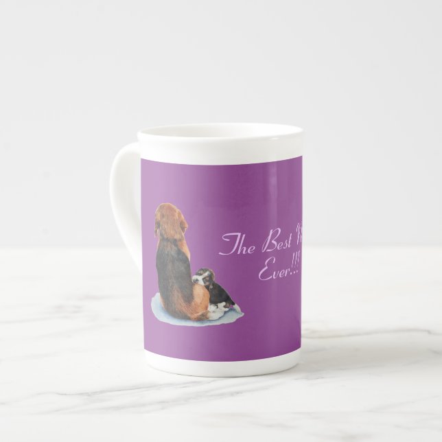 Tasse En Porcelaine très mignon chiot beagle avec maman chien (Devant gauche)