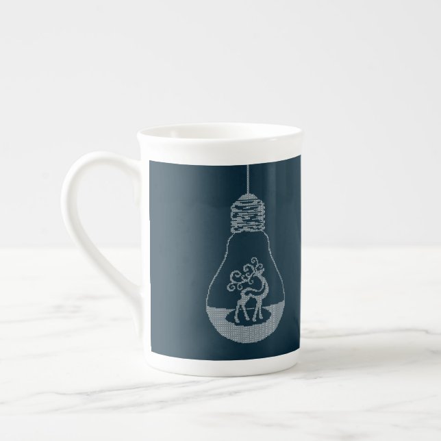 Tasse En Porcelaine Tricot de rennes de Noël motif (Gauche)