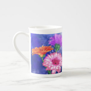 Tasse En Porcelaine Trois superbes Gerberas de couleurs - Dessin d'art
