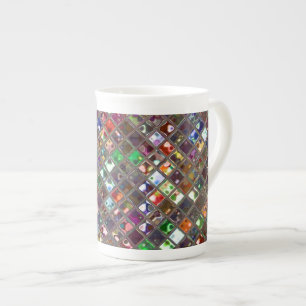 Tasse En Porcelaine Tuiles de Glitz Multicolore imprimé chine d'os de 
