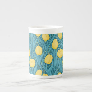 Tasse En Porcelaine Tulipes en bleu et jaune