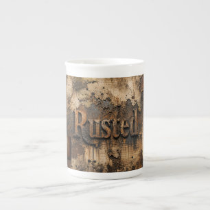 Tasse En Porcelaine Typographie rouillée sur un mur industriel grunge