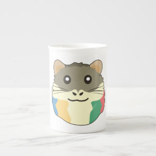 Tasse En Porcelaine Un mignon animal de dessin animé avec une écharpe 