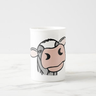 Tasse En Porcelaine vache de dessin animé noir blanc rose baiser gris 