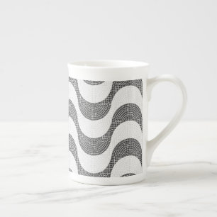 Tasse En Porcelaine vagues noires et blanches en pavé portugais