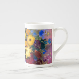 Tasse En Porcelaine Vase blanc avec fleurs Odilon Redon