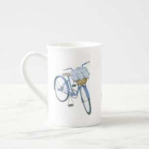 Tasse En Porcelaine Vélo avec louvette à panier Hydrangea