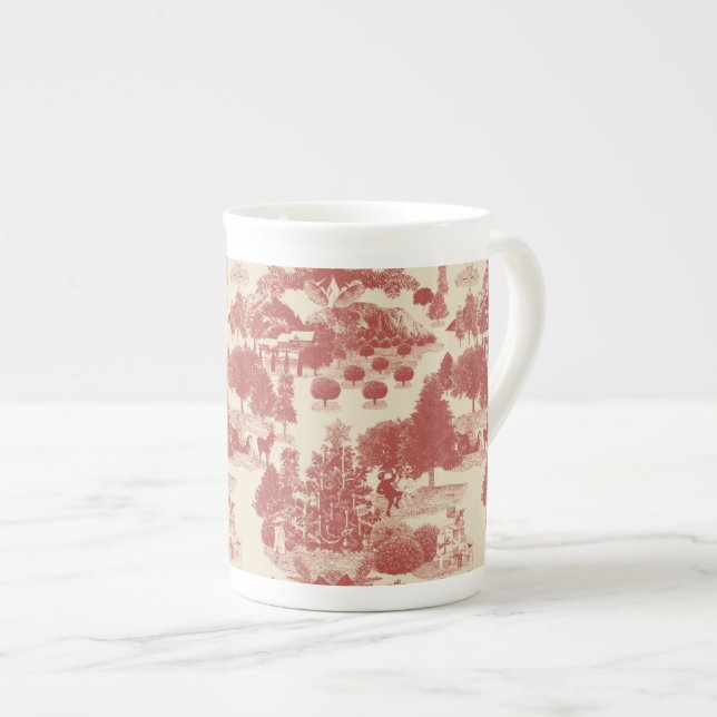 Tasse En Porcelaine Véritable merveille de Noël à la crème et au rouge (Devant droit)