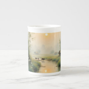 Tasse En Porcelaine Village vietnamien sous la brume matinale - Art à