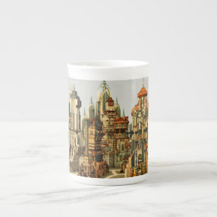 Tasse En Porcelaine Ville de fantasy futuriste Art de la skyline de sc