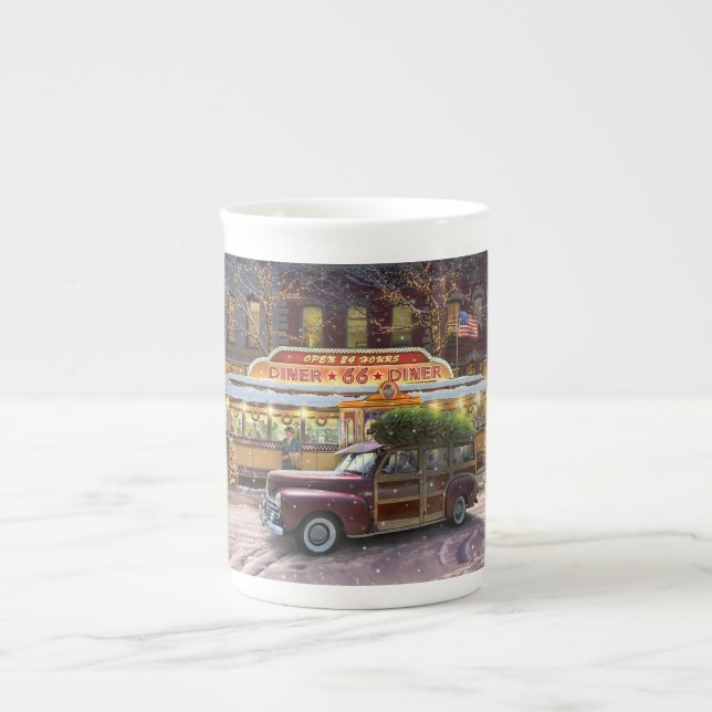 Tasse En Porcelaine Vintage Christmas Diner (Devant)