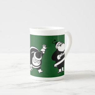 Tasse En Porcelaine Vintage Père Noël Trio Vert Noël