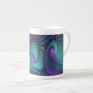Tasse En Porcelaine Violet rencontre Turquoise moderne art fractal abs