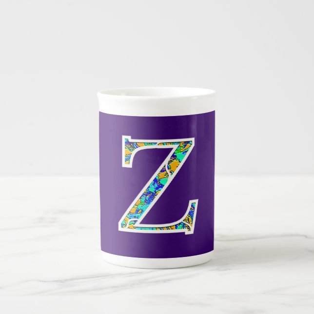Tasse En Porcelaine Zz a illuminé le monogramme (Devant)