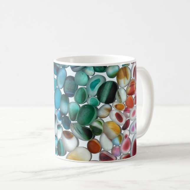 Tasse en verre de mer de pépites d'arc-en-ciel de (Devant droit)