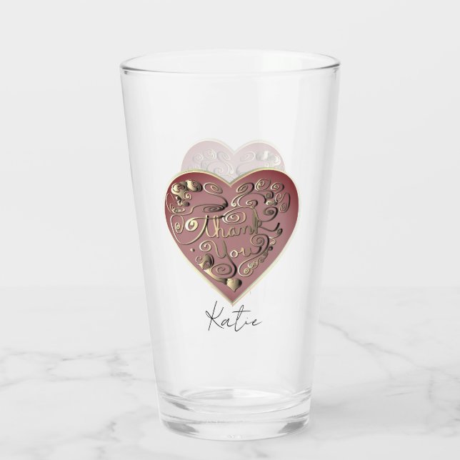 Tasse en verre "Merci" en forme de cœur (Dos)