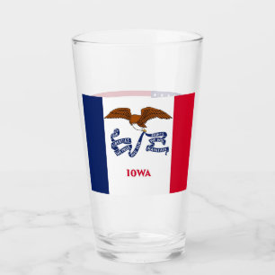 Tasse en verre patriotique avec drapeau de l'Iowa
