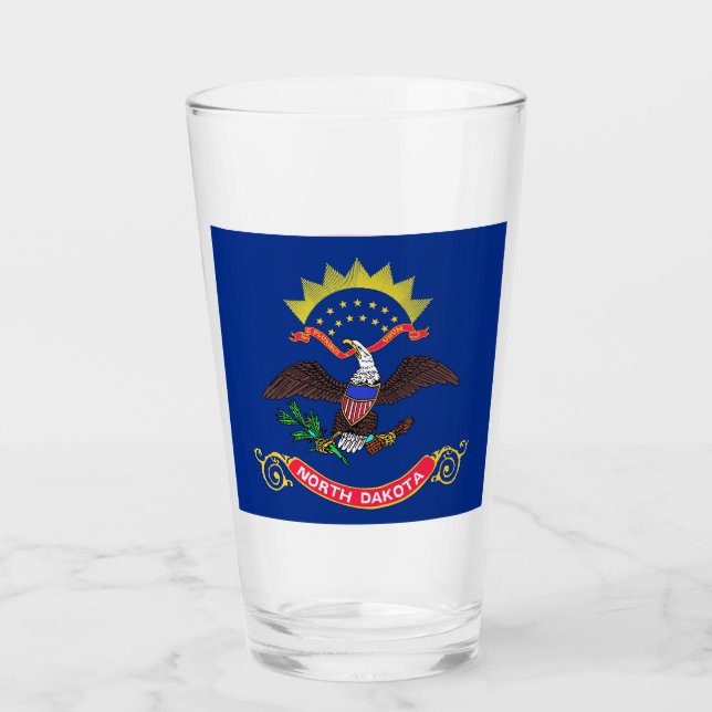 Tasse en verre patriotique avec drapeau du Dakota  (Devant)