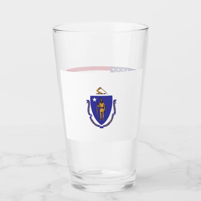 Tasse en verre patriotique avec drapeau du Massach (Devant)